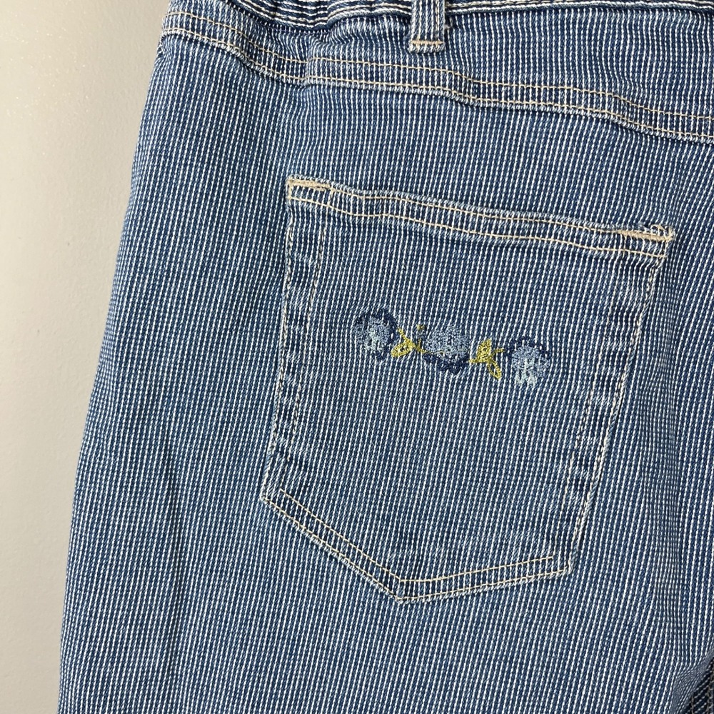 Sag Harbor Sport Denim Jeans Womens 14 Blue Stripe Embroidered Pockets Vintage